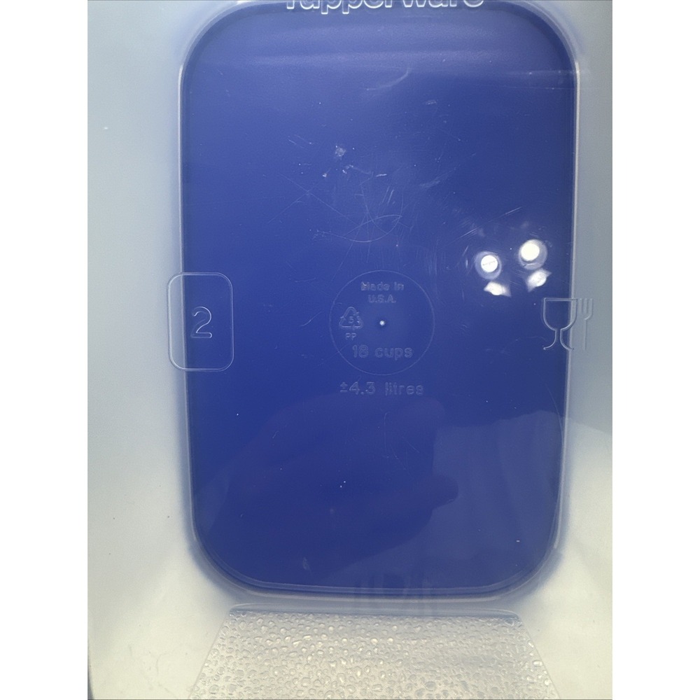 Tupperware Modular Mates CLEAR Rectangular W/Blue Black Lid - Picture 3 of 4